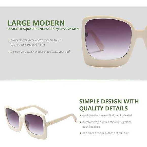 Oversized Square Sunglasses Women Fashion Shades Designer Style Beige Lentes New - Picture 3 of 6